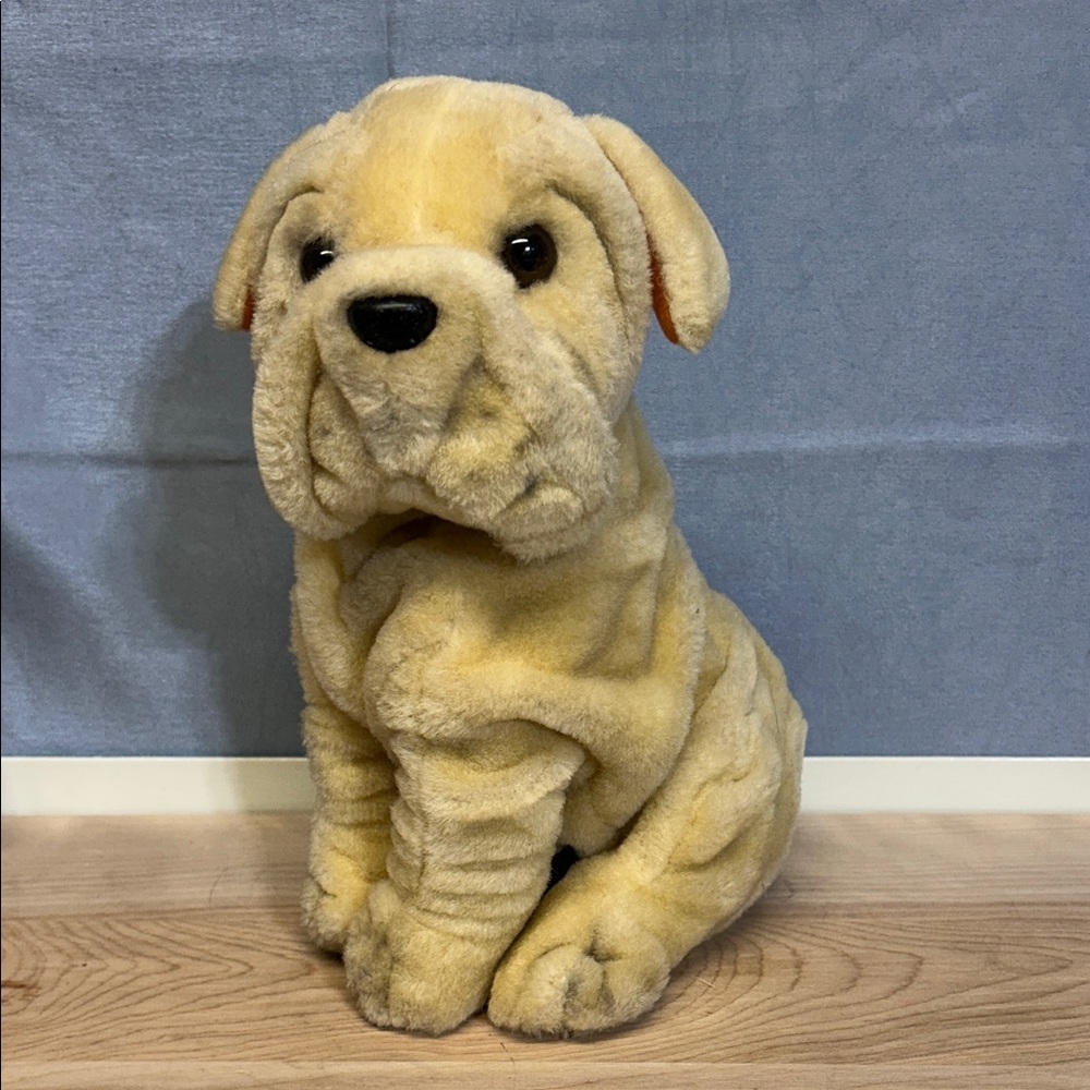 Realistic Shar Pei Wrinkly Dog Puppy Pup Soft Toy Brown